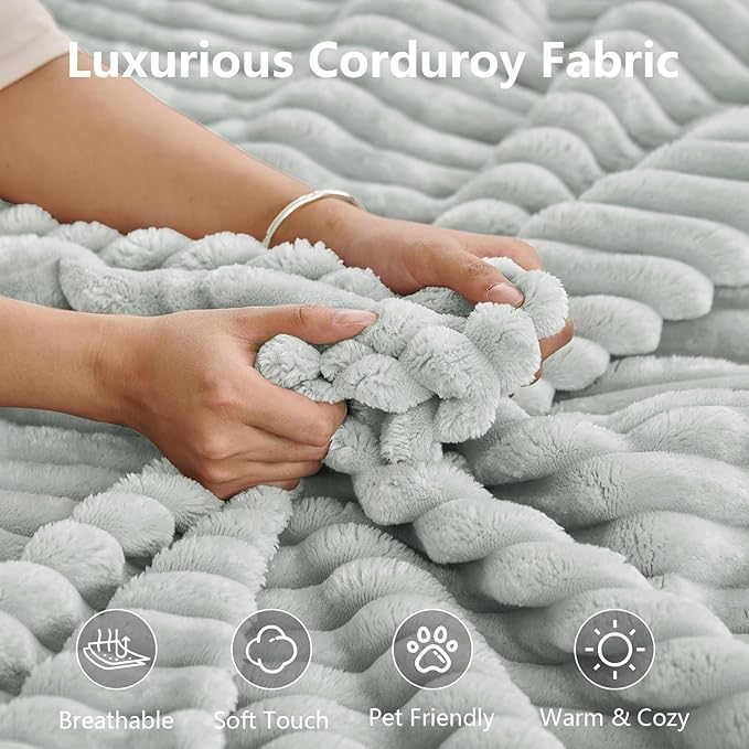 140" L Shaped Cloud Sectional Couch for Living Room, Modular Floor Deep-Seat Sofa, Big Comfy Corduroy Couches Set with Fluffy Memory Foam for Living Room Bedroom, No Assembly Required, Grey