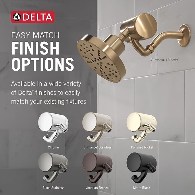 Delta Faucet Clarifi Premium Shower Filter Attachment with Filter, Hard Water Shower Filter, Shower Head Filter, Champagne Bronze 5SF100-CZ