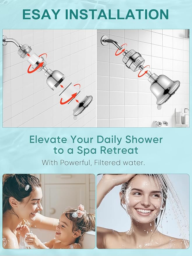 Cobbe Luxury Double Filtered Shower Head, High Output 16+20 Stages – 99% REMOVAL Shower Filters for Hard Water Removes Chlorine and Harmful Substances, 7-Model Setting Spray, Chrome