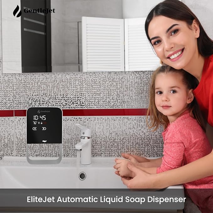 EliteJet Automatic Liquid Soap Dispenser Touchless - Wall Mount and Countertop with Dual Power (USB/Battery), LED Display, Aluminum Alloy Body, Kitchen and Bathroom Soap Dispenser for Hand