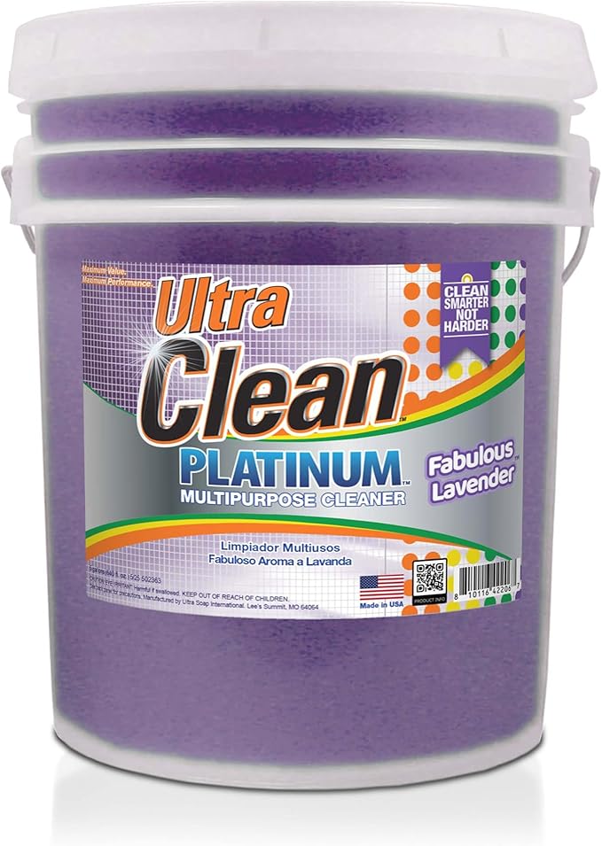 Ultra Clean Platinum Multipurpose Cleaner, Non-Abrasive and Bleach-Free, for Kitchen Counters, Bathroom Floors and Garage Spaces, Lavender, 5 Gallons