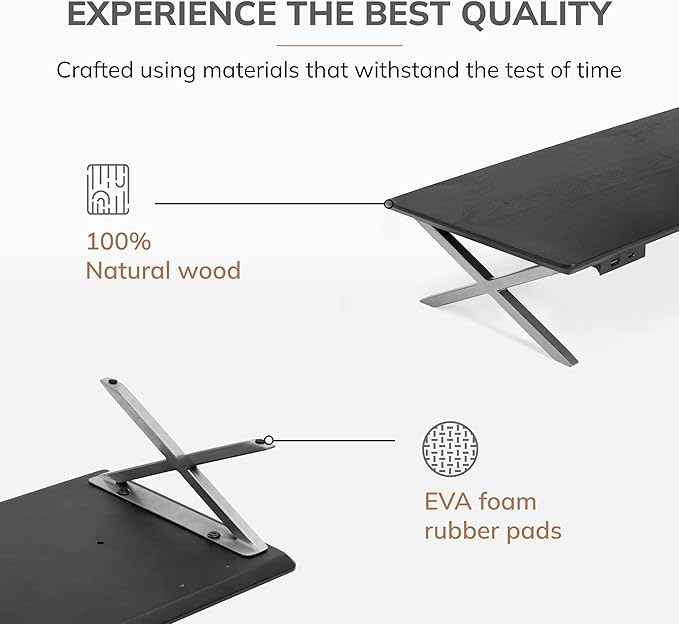 Anji Mountain Monitor Stand - Desktop Organizer & Laptop Riser, Ergonomic Monitor Riser, Space-Saving Monitor Stand for Desk, Durable Construction, Easy Assembly, Ideal for Home & Office,Black