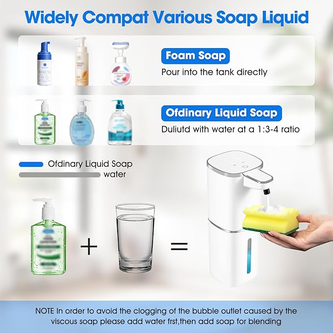 2 Pack Automatic Foaming Soap Dispenser,Touchless Soap Dispenser,13.5oz/400ml Rechargeable Wall Mounted Smart Dispenser for Bathroom Kitchen,Easy for Toddlers(White)