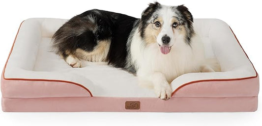 Bedsure XL Orthopedic Dog Bed for Extra Large Dogs - Washable XLarge Dog Cat Bed Waterproof, Comfort Dogs Couch Sofa with Washable Removable Cover, Pet Bed with Nonskid Bottom, Pink, 42"