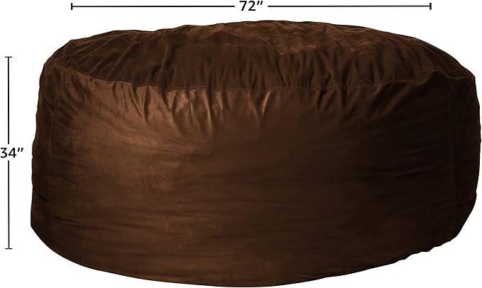 Sofa Sack Bean Bag Chair Cover Only, for Adults and Kids, Without Filling Comfy Fluffy Round or Oval Beanbag Chair Cover Replacement, Lazy Sofa Cover for Reading Chair or Floor Chair, 6-Feet,Chocolate