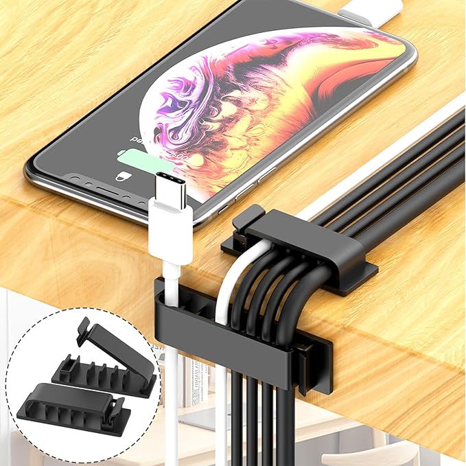 ELII 327 PCS Cable Management Kit 4 Cable Cable Sleeves,65 Cable Clips with 13Cord Holders,25 Roll Cable Organizer Straps,200 Fastening Cable Ties,20 Cable Zip Tie Mounts for Computer (Black)