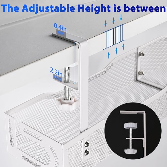 Under Desk Cable Management Box 25.3 Inch – No-Drill Cable Organizer Tray, Large Cord Management Box for Office & Home, Wire Organizer Under Desk Storage, White