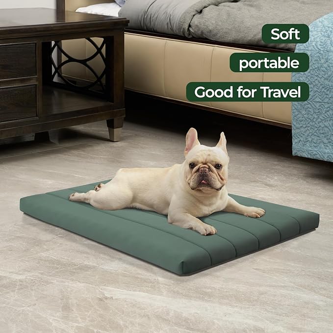 BALANCE Dog Crate Bed, Orthopedic Dog Bed Pad with Waterproof Liner, Washable Crate Foam Pet Mat for Large, Medium, Puppy Dogs Breeds, Mint Leaf, 30"x19"x1.6"