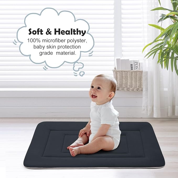 JoicyCo Dog Bed Soft Dog Crate Bed Pad Mat, 36 in Non Slip Bottom Washable Beds for Medium and Large Dogs, Pet Bed Mattress Kennel Pad, Dark Gray