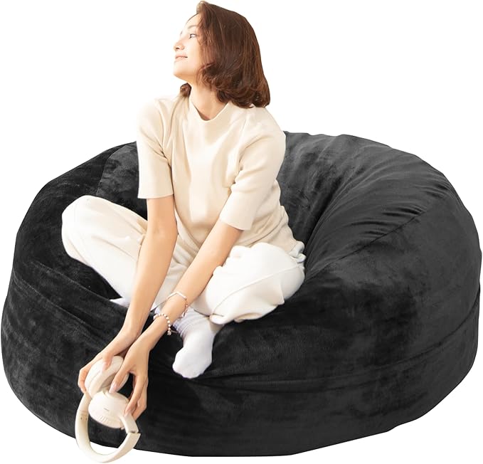 Bean Bag Chair for Adults,4FT Oversize Floor Bean Bags Offers Ample Space for Adults,Memory Foam Giant Bean Bags,Lounger Versatile Design Suits Any Room,Movie Nights,Reading (Gray, 4FT)