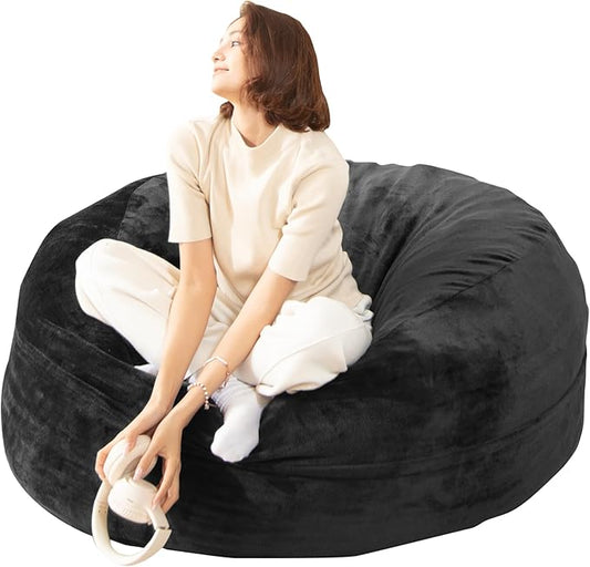 Bean Bag Chair for Adults,4FT Oversize Floor Bean Bags Offers Ample Space for Adults,Memory Foam Giant Bean Bags,Lounger Versatile Design Suits Any Room,Movie Nights,Reading (Gray, 4FT)