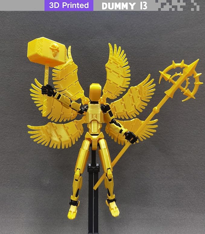 (Assembly Completed) 3D Printed T13 Action Figure, 5.5 Inch Multi-Jointed Movable Dummy 13 Toy,Dummy 13 Robot Action Figure with Lots of Weapons ﻿
