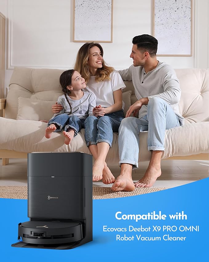 21 PCS Replacement Accessories Kit for Ecovacs Deebot X9 Pro Omni Robot Vacuum Cleaner, 1 Main Brush,6 Side Brushes,4 HEPA Filters, 6 Dust Bags, 3 Roller Mops, 1 Cleaning Brush