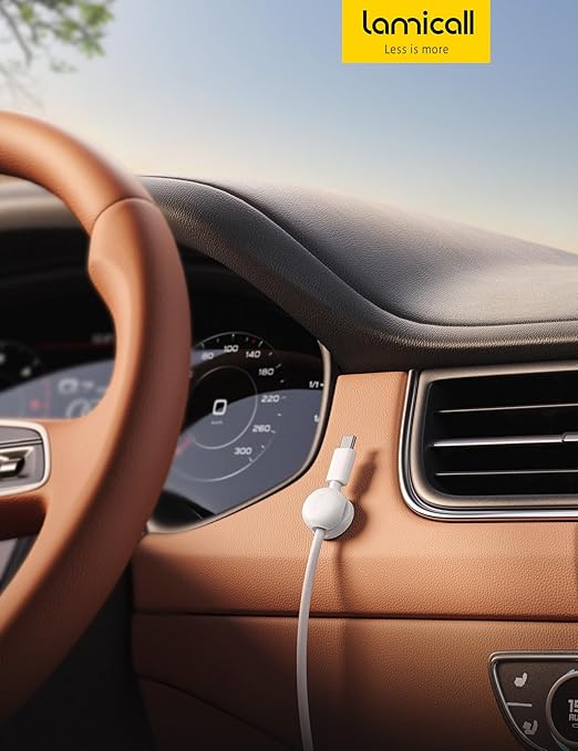 Lamicall Cord Organizer, Spring Cable Management Clips - 6Pack Compact Desk Cable Holder Clips, Nightstand Phone Charging Cord Holder, Halloween Adhesive Wire Organizer, Office Accessory, White