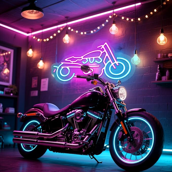 Motorcycle Neon Sign Motorcycle Neon Light LED Neon Sign for Wall Decor Dimmable LED Neon Light for Club, Kids gifts, Bedroom decor, Home decor, Living Room Decoration, 15.75''x8.66''
