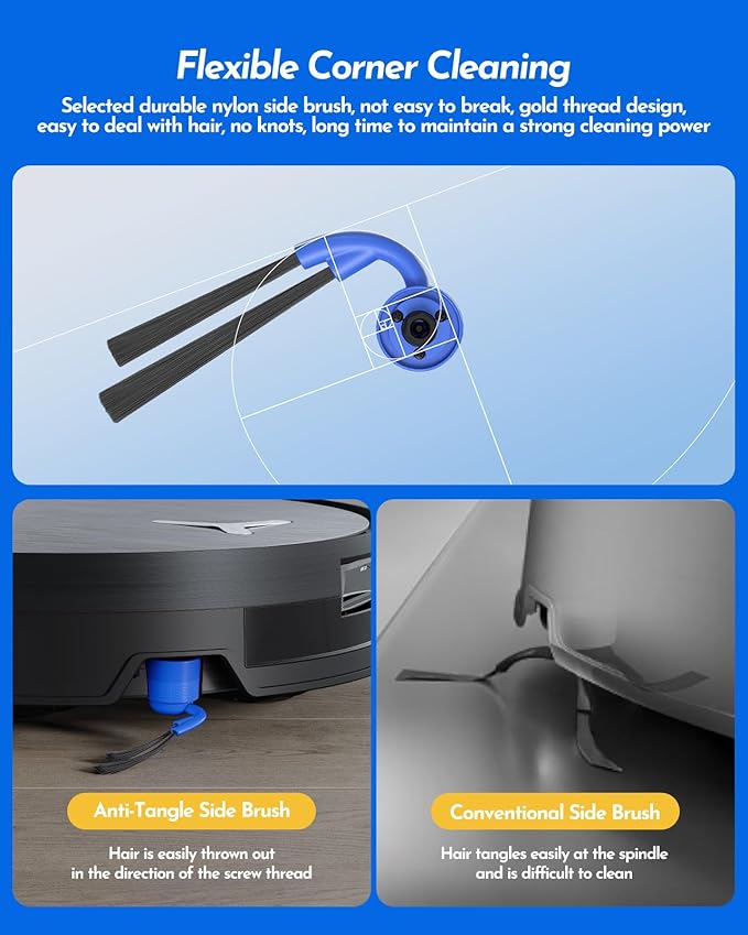 19 Pack Accessories Kit Compatible with Ecovacs Deebot X11 OmniCyclone/X11 Pro Omni Robot Vacuum Cleaner, Replacement Parts:2 Main Brush, 4 Roller Mop, 6 Side Brush, 4 HEPA Filter, 3 Cleaning Tool