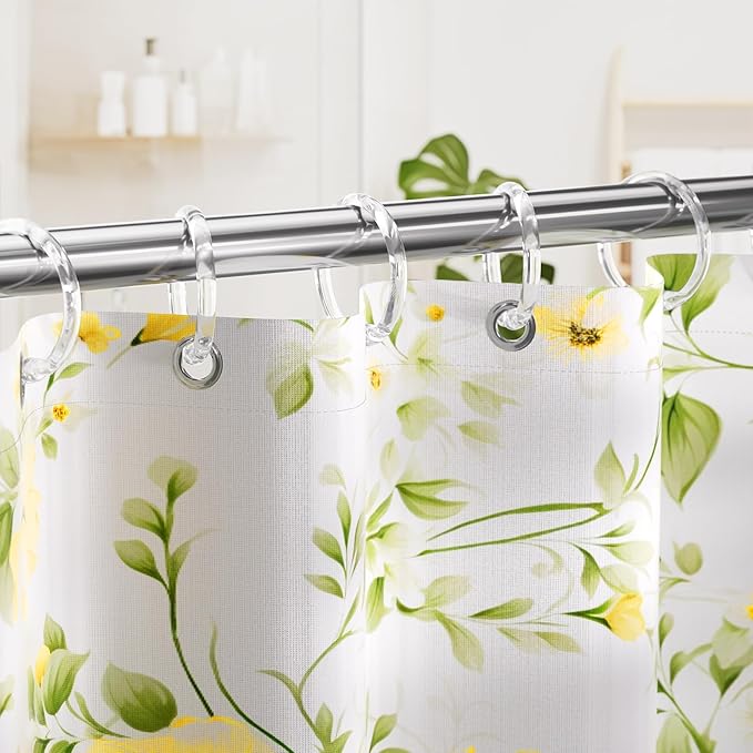 Amazer Plastic Shower Curtain Rings, 24 Pcs Shower Curtain Hooks, O Shape Clear Shower Curtain Hooks Rings, Easy to Snap Closure, Shower Hooks for Shower Curtain and Liner Bathroom