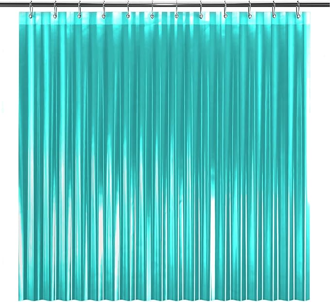 LiBa Bathroom Shower Curtain Premium PEVA Non-Toxic, Green Clear Waterproof Plastic Shower Curtain Liner with Rust Proof Grommets 8G Bathroom Accessories 72x72