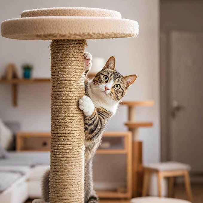 PowerKing Natural Sisal Replacement Scratching Post, 15.7'' 2 Pieces M8 Cat Scratch Post Refill Pole Parts for Refurbishment, Include Screws (Natural)