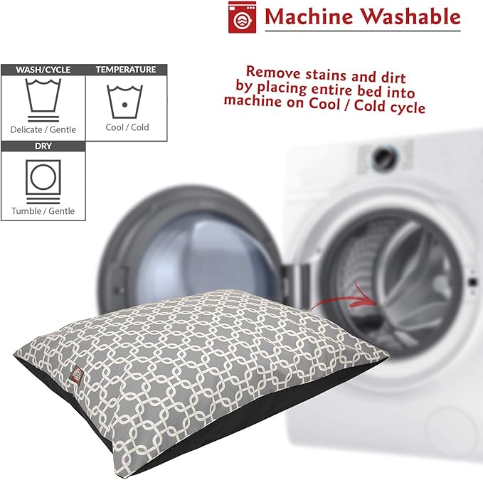 Majestic Pet's Washable, Non-Slip Comfy Dog Bed 46 x 35 Inch, Super Value Pillow Bed Large Breed, Links Gray