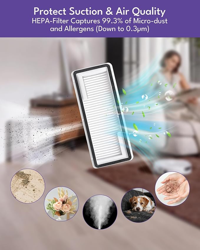 12 Pcs Accessories Kit for Narwal Flow Robot Vacuum Cleaner: 1 Main Brushes, 4 Side Brushes, 2 HEPA Filters, 3 Dust Bags, 1 Track Mop Pad, 1 Cleaning Brush