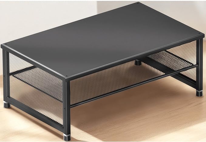 Desk Organizers and Accessories, 2-Tier Metal Computer Monitor Stand Riser, Desk Organizer for Monitor, Printer & Laptop Stand, Desktop Workspace Organizers for Office Supplies(Black)