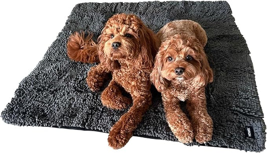 Throw Down Towel for Drying Dogs, 43" x 35", Ultra Absorbent Microfiber, Quick-Drying, Double-Sided Suede Chenille, Machine Washable, Soaks Over 2L, Grey Dog Bath Mat Towel