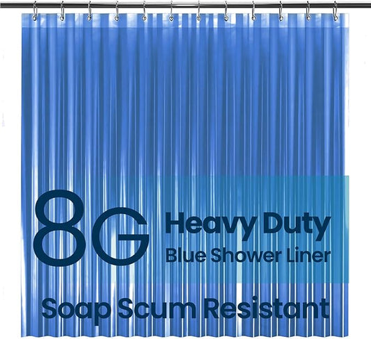 LiBa Bathroom Shower Curtain Premium PEVA Non-Toxic, Blue Clear Waterproof Plastic Shower Curtain Liner with Rust Proof Grommets 8G Bathroom Accessories 72x72
