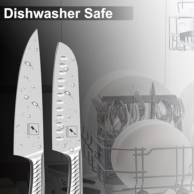 imarku® Knife Set,14-Piece Knife Sets for kitchen with block,Premium One-Piece Kitchen Knife Set with Sharpener,High Carbon Stainless Steel Knives Set for Kitchen,Dishwasher Safe,Black