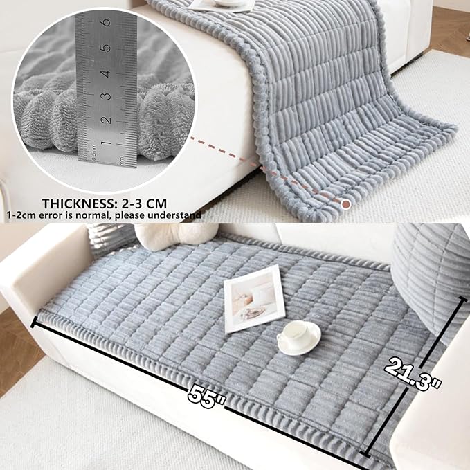 Backseat Dog Bed Mat for Car Seat Cover, Non-Slip Pet Bed Mat for Back Seat Extender, Furry Dog Couch Covers, Washable Travel Dogs Bed for Cars, SUVs, Sedans. (55" x 21.3") (Light Grey, M)