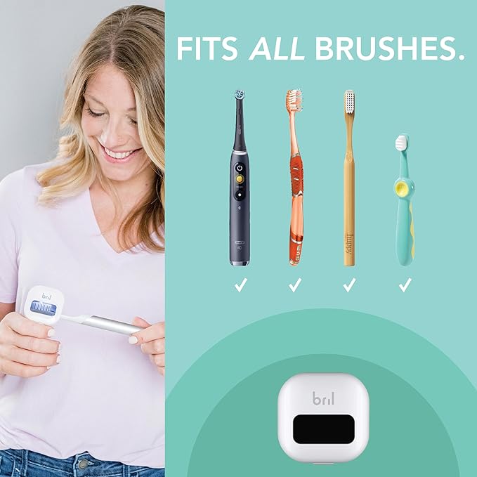 Bril UV-C Toothbrush Sanitizer and Holder, Portable Cleaner, Travel Cover, Magnetic Holder, and Rechargeable Case for Any Size Toothbrush, Black