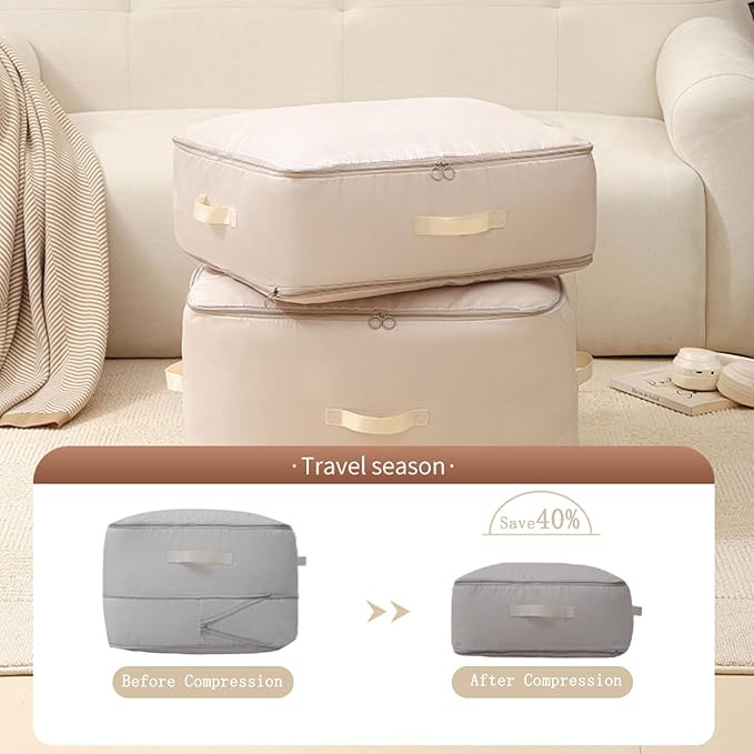 3 PCS Ultra Space Saving Self Compression Organizer, 2025 NEW Comforter Storage Bags, Heavy Duty Moving Bags, Washable Compression Bags for Storage Comforter Blanket, Clothes,Closet, Bedding