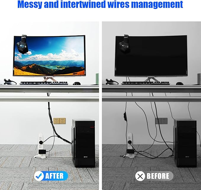 100 PCS 8 Inch Reusable Cable Ties, Adjustable Cable Management Wire Straps with Hook and Loop, Multi-purpose for Home, Office and Data Centers Organizer by QINGLER