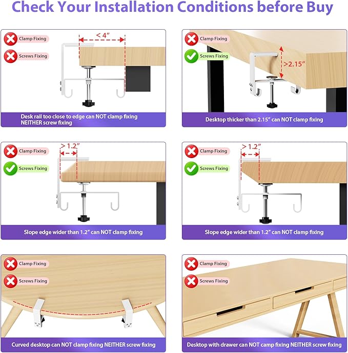 Univivi No Drill Under Desk Cable Management Tray, 36" Cord Organizer for Table, Clamp/Screw Mount Desk Cable Management, Premium Fabric Cable Management Tray for Office, Home