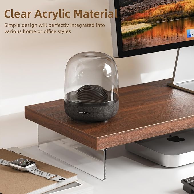 Dual Monitor Stand Riser, 40" Large Computer Monitor Stands for 2 Monitors, Wooden Desktop Organizer Shelf for Office Desk Computer, Laptop, TV, Monitor, Printer