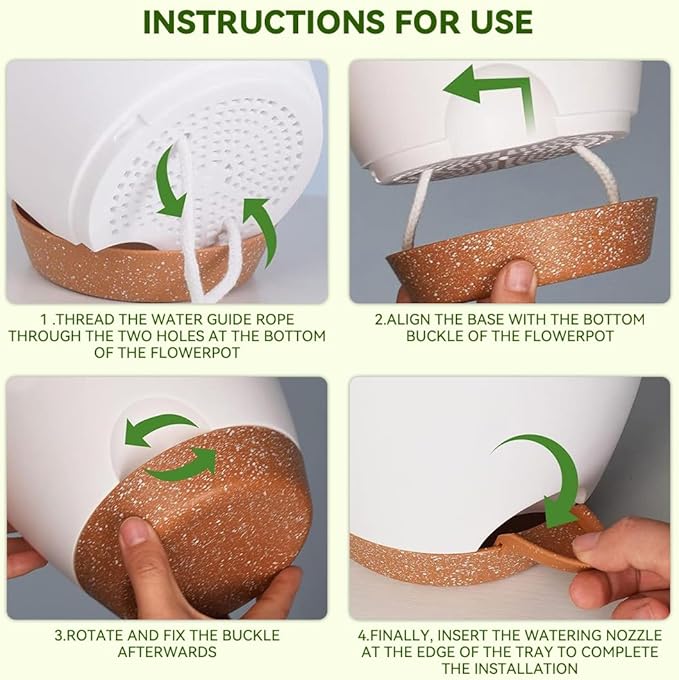 8/9/10 Inch Large Self Watering Pots, Plastic Flower Pots with Multi Mesh Drainage Holes and Water Level Indicator & Deep Reservoir for Indoor Outdoor Garden Plants and Flowers (White)