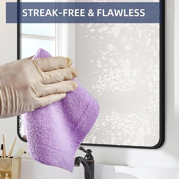 Microfiber Cleaning Cloth Roll - 50 Pack, Tear Away Microfiber Towels, 12" x 12", Reusable, Washable, Streak Free, Ultra Absorbent Dish Rags for Car, Home, Garage or Shop (Purple)