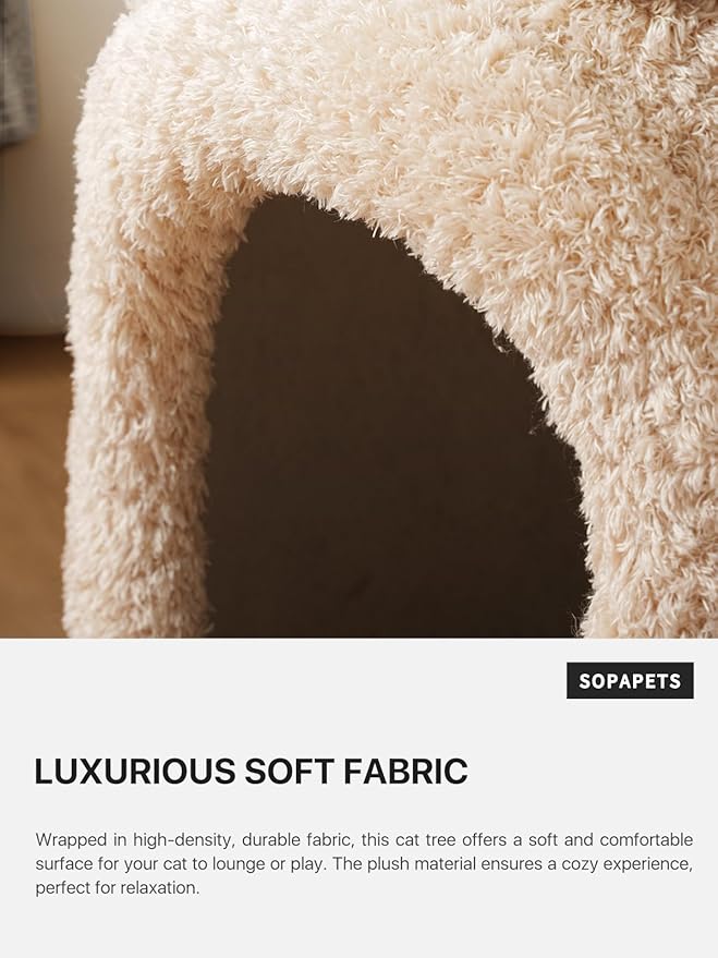 40 Inch Tall Modern Solid Wood Cat Tree Tower for Indoor Cats Large Adult, Sturdy Heavy-Duty Cat Condo with Scratching Post, Perch, Scratcher, Platform, Cozy Hideaway