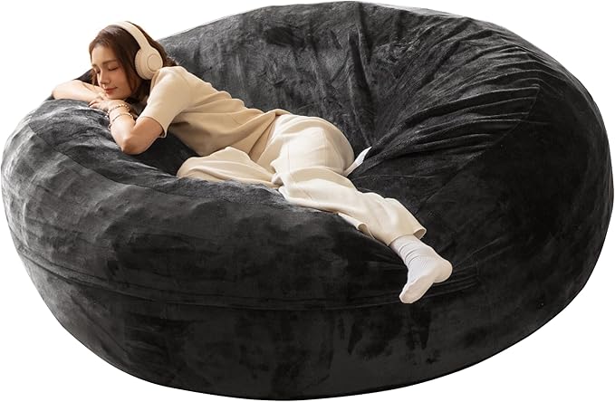 Bean Bag Chair for Adults,6FT Oversize Floor Bean Bags Offers Ample Space for Adults,Memory Foam Giant Bean Bags,Lounger Versatile Design Suits Any Room,Movie Nights,Reading (Gray, 6FT)