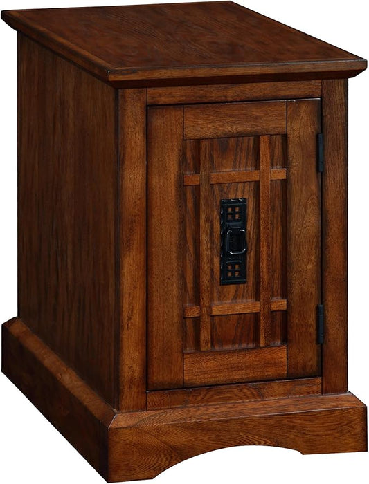 Leick Home Mission End Table, Solid Wood, 1-Door Cabinet, Narrow, Easy-Assembly, For Living Room/Bedroom, Mission Oak, 20.0 in. L x 15.0 in. W x 23.0 in. H, 82401