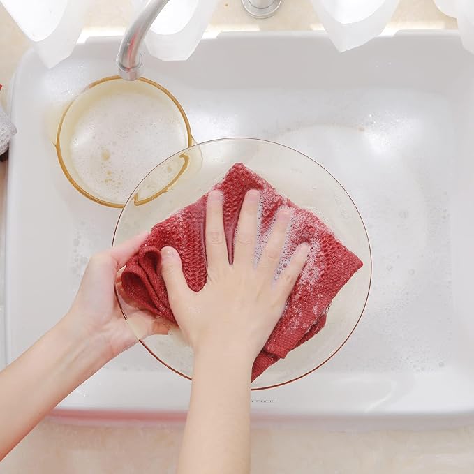 Homaxy 100% Cotton Waffle Weave Kitchen Dish Cloths, Ultra Soft Absorbent Quick Drying Dish Towels, 12 x 12 Inches, 24-Pack, Multicolor