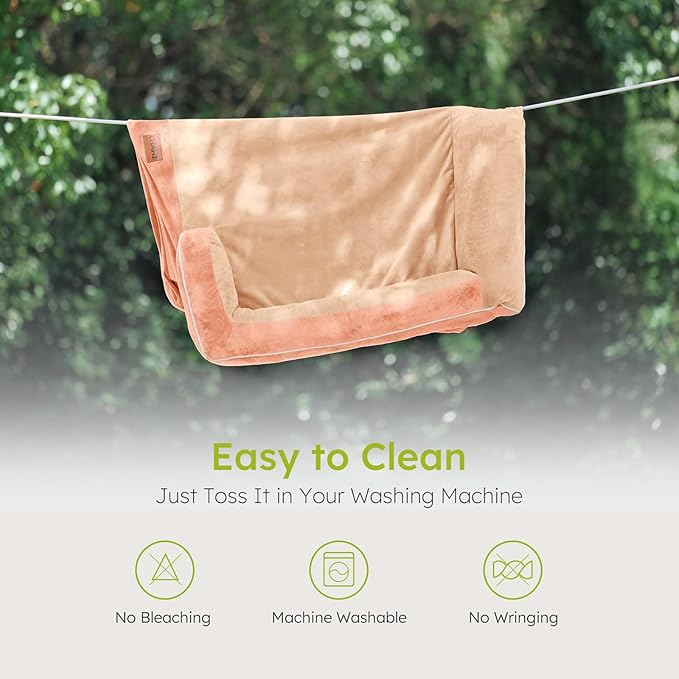 Jumbo Dog Bed for Extra Large Dogs, Orthopedic Dog Bed with Cooling Gel Memory Foam, Waterproof Pet Bed with Removable Washable Cover, 45" Pet Sofa Couch Dutch Velvet with Bone Toy, Peach Pink