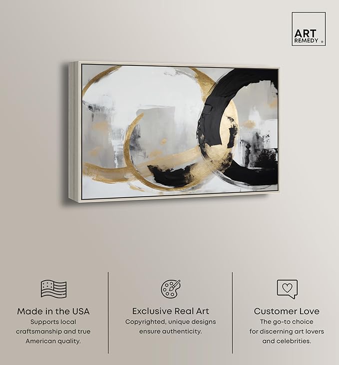 Art Remedy Another Dimension Canvas Modern Black White Abstract Wall Art, Silver Frame, 36" x 24"