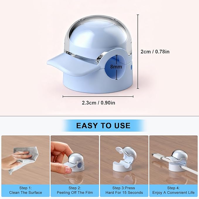 Eiito Cord Organizer [1s Lock] Spring Cable Management Clips -Desk Cord Holder, Adhesive Cute Cap Form Cable Clip, Phone Charger Wire Organizer Keeper for Nightstand Car Office Accessory(20Pack)