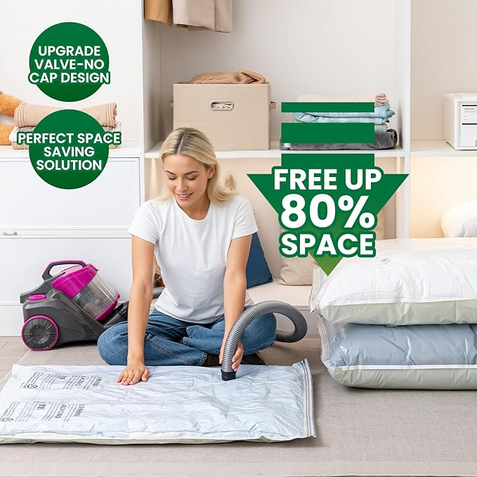 TAILI 6 Pack Vacuum Storage Bags, Jumbo Vacuum Seal Bags for Clothing (40x31 Inch), Space Saving for Bulky Bedding, Comforters and Blankets, Extra Large Closet Storage and Organization