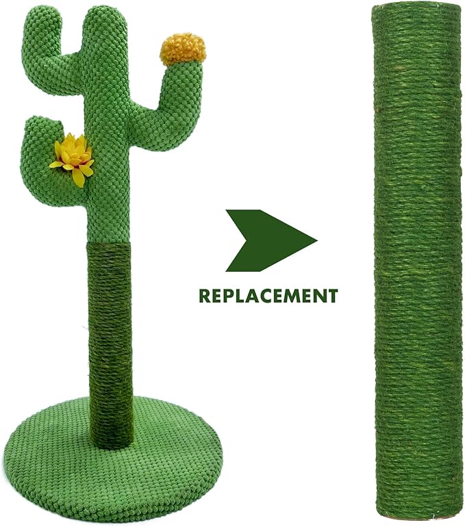 PowerKing Natural Sisal Replacement Scratching Post, 15.7'' 2 Pieces M8 Cat Scratch Post Refill Pole Parts for Refurbishment, Include Screws (Green)