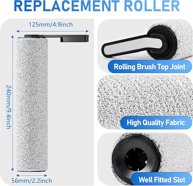 Floor ONE S5 Roller Brush Replacement and Vacuum Filter Kit Compatible with Tineco Floor ONE S5/S5 PRO 2/iFLOOR 5 Breeze Cordless Wet Dry Vacuum Cleaner, 2 Roller Brush, 2 Filters 【Not Fit S5 Combo】