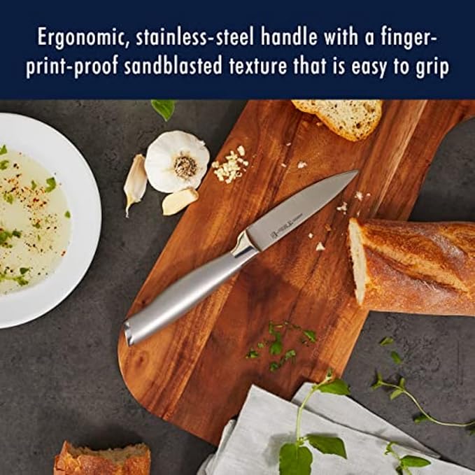 J.A. Henckels International Modernist Kitchen Knife Set with Block, 13-pc, Chef Knife, Knife Sharpener, Utility Knife, Black