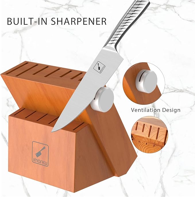 imarku® Knife Set,14-Piece Knife Sets for kitchen with block,Premium One-Piece Kitchen Knife Set with Sharpener,High Carbon Stainless Steel Knives Set for Kitchen,Silver,Dishwasher Safe