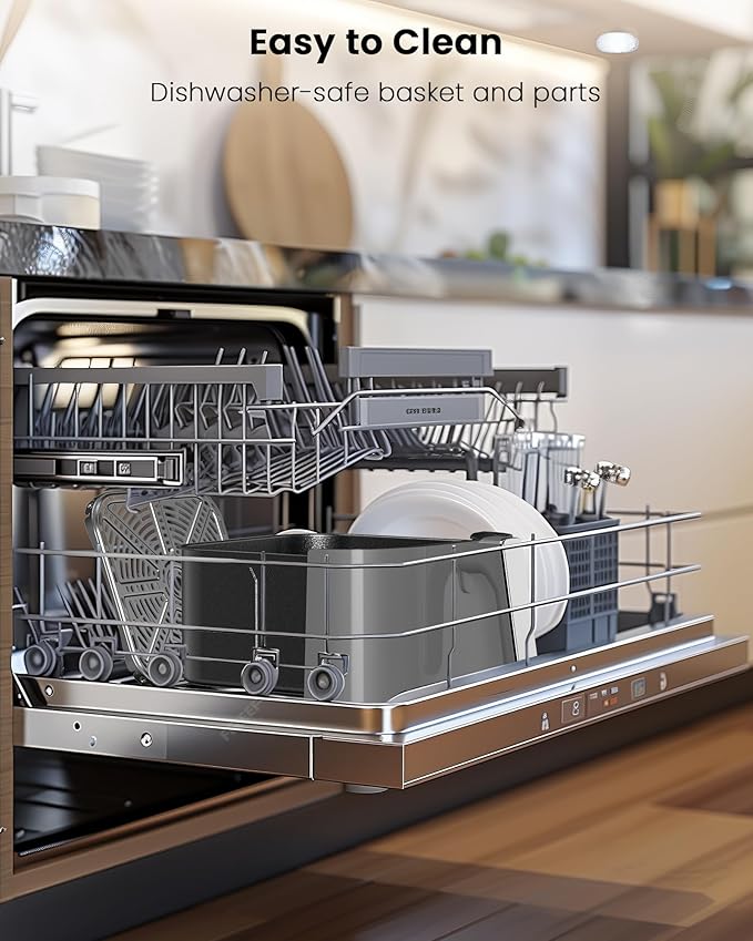 Nuwave Brio Plus Air Fryer 8 Qt, New & Improved, PFAS-FREE, 7 Digital One-Touch Cook Functions that AIR FRY, BAKE, ROAST, DEHYDRATE, TOAST, REHEAT, PREHEAT, 150 Presets, 50°F~400°F (Cool Gray)